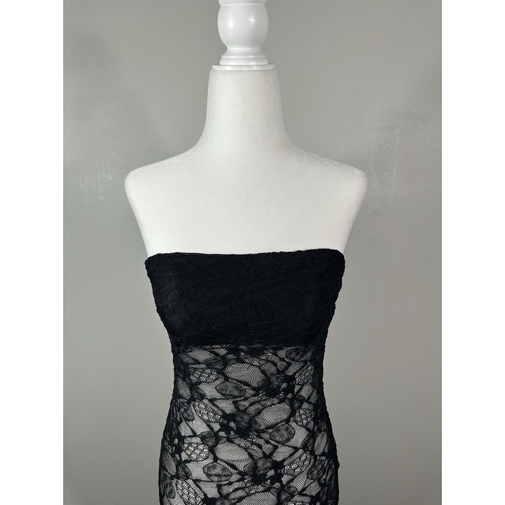 Lace Maxi Dress Womens XS/S Sheer‎ Fairy Whimsigoth Rave Festival Strapless Read - Picture 3 of 7